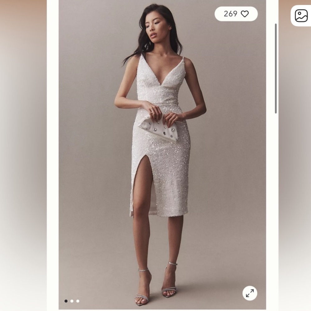 Anthropologie Helsi Corey White Sequin Midi Dress